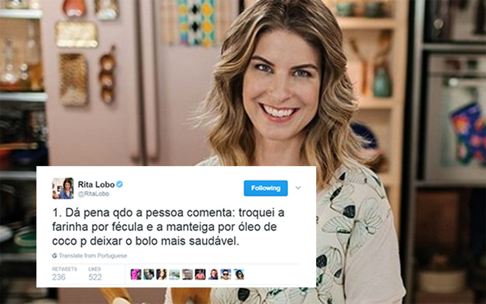 No Twitter, Rita Lobo discute com fãs sobre alimentação saudável