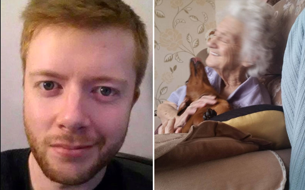 Rapaz emociona ao clicar encontro de avó com Alzheimer e cachorro