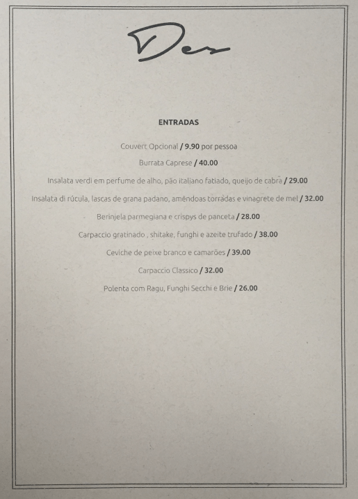 Cardápio Des Cucina VEJA SÃO PAULO