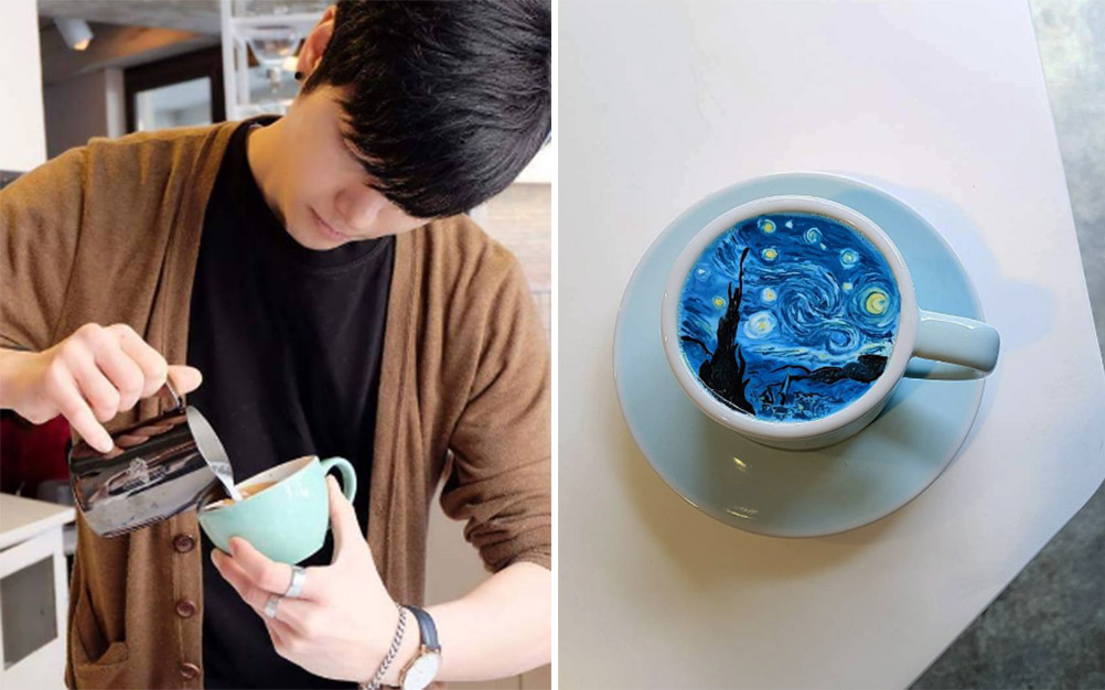 Barista faz sucesso ao fazer “obras de arte” em cafés
