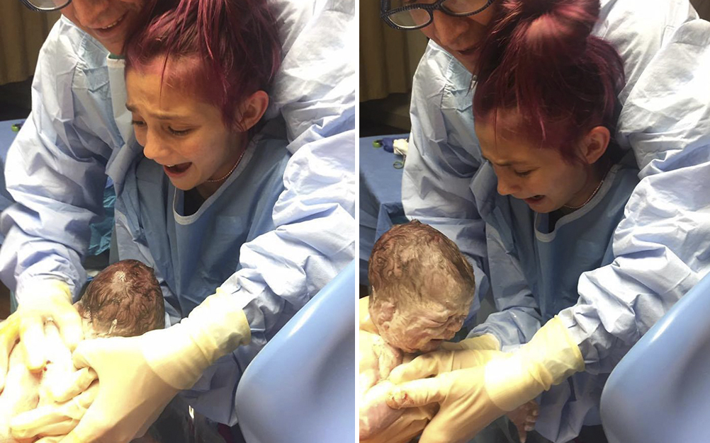 Menina de 12 anos de idade ajuda mãe a dar à luz irmão mais novo