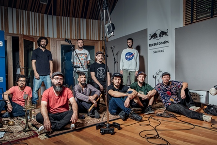 Orquestra Nomade pose for a portrait at Red Bull Station in Sao Paulo, Brazil on January 26, 2017
