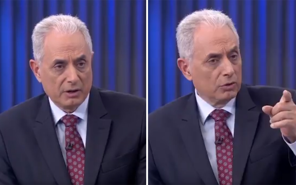 Ao vivo, William Waack reclama de falha no “Jornal da Globo”