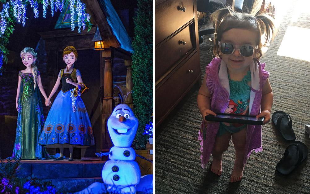 Menina rouba a cena com reação inusitada a atração de “Frozen”