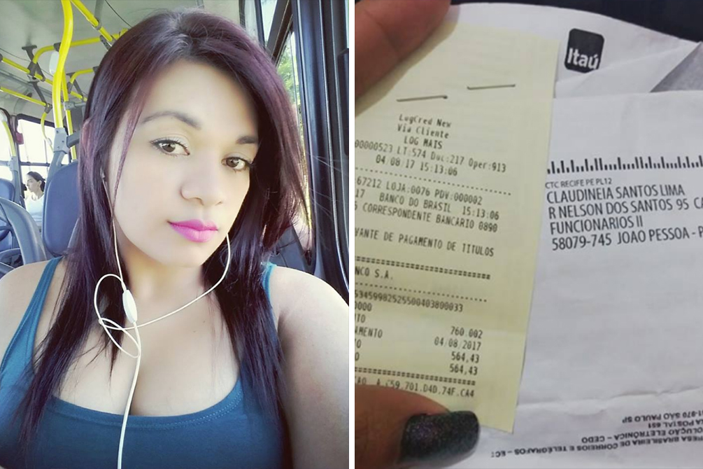 Mulher paga conta após encontrar fatura perdida em ônibus