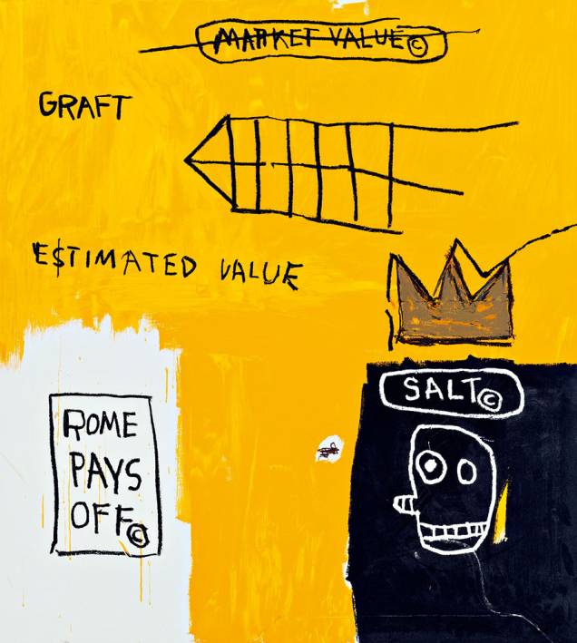 Rome Pays Off (à esq.), de 1984, de Jean-Michel Basquiat