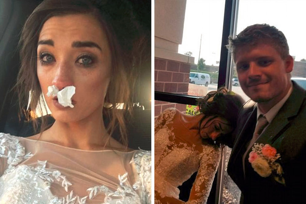 Noiva quase perde casamento após sofrer reação alérgica a buquê