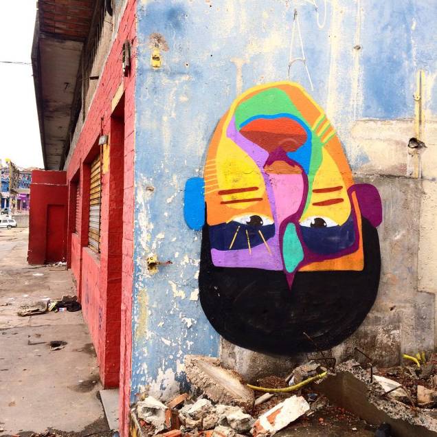 Grafite de Gelson Salvador: máscaras que representam ancestralidade