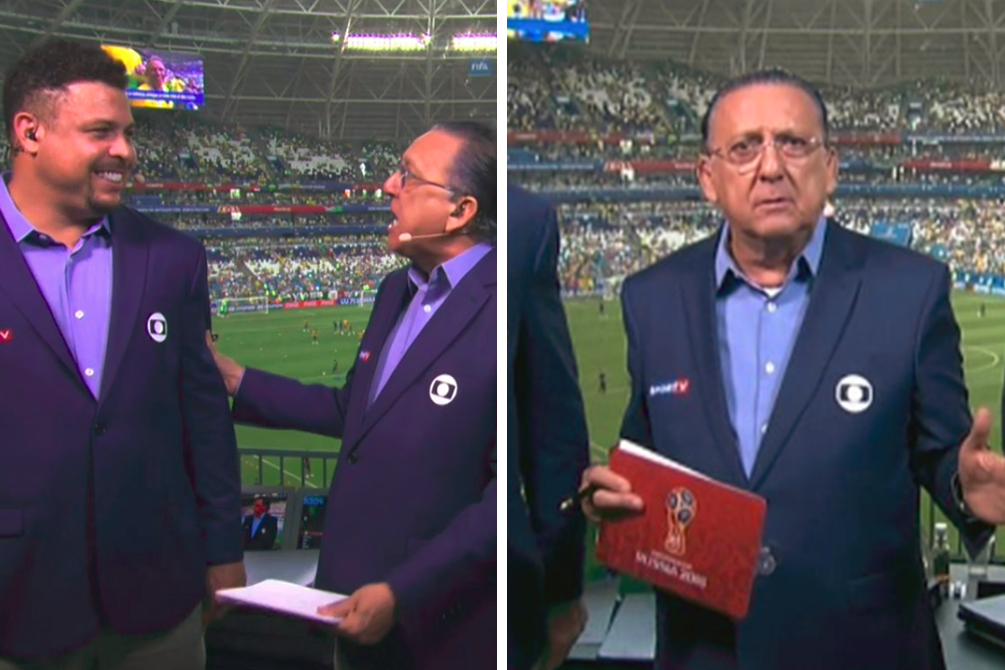 “Cortada” de Galvão Bueno em Ronaldo dá o que falar no Brasil x México