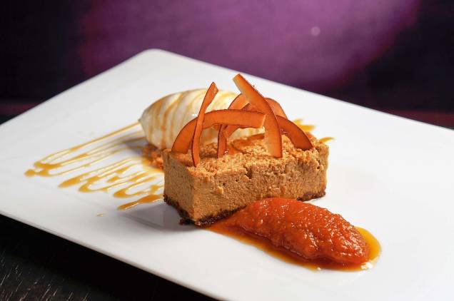 Cheesecake de abóbora: uma das glórias das confeitarias dos Estados Unidos ganha versão bem brasileira no restaurante