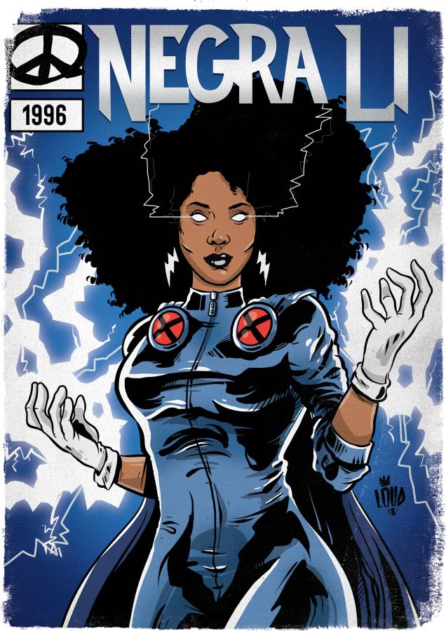 Negra Li tomou a forma de Tempestade, uma das principais mutantes do grupo X-Men