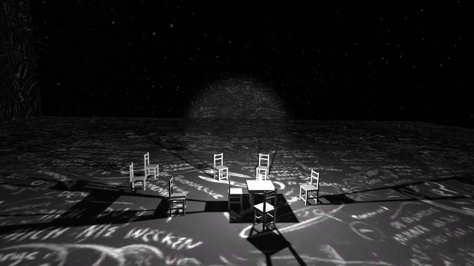 Um dos ambientes de Chalkroom, de Laurie Anderson