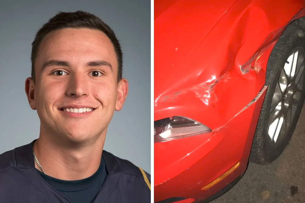 Universitário é surpreendido por bilhete após carro amanhecer batido