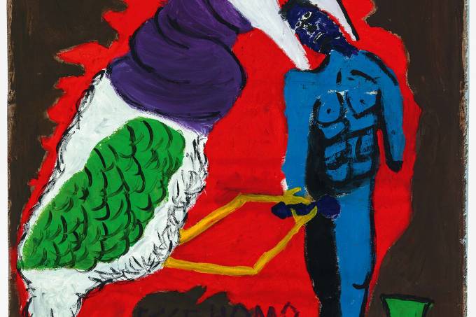 Ecce homo crucifigeum (Série Homens Verdes), Acrílica e colagem sobre tecido, 148 x 102 cm, Instituto Pedro Moraleida Bernardes.jpg