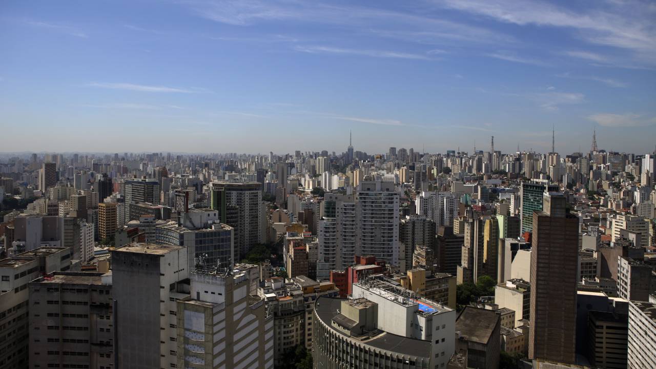 Imagem mostra vista área do centro de São Paulo