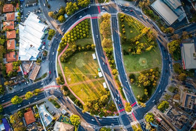 A Praça Panamericana vista de cima