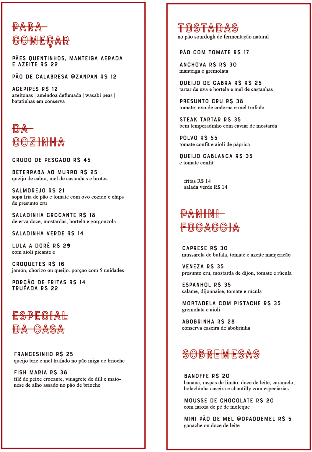 Cardápio Arlete