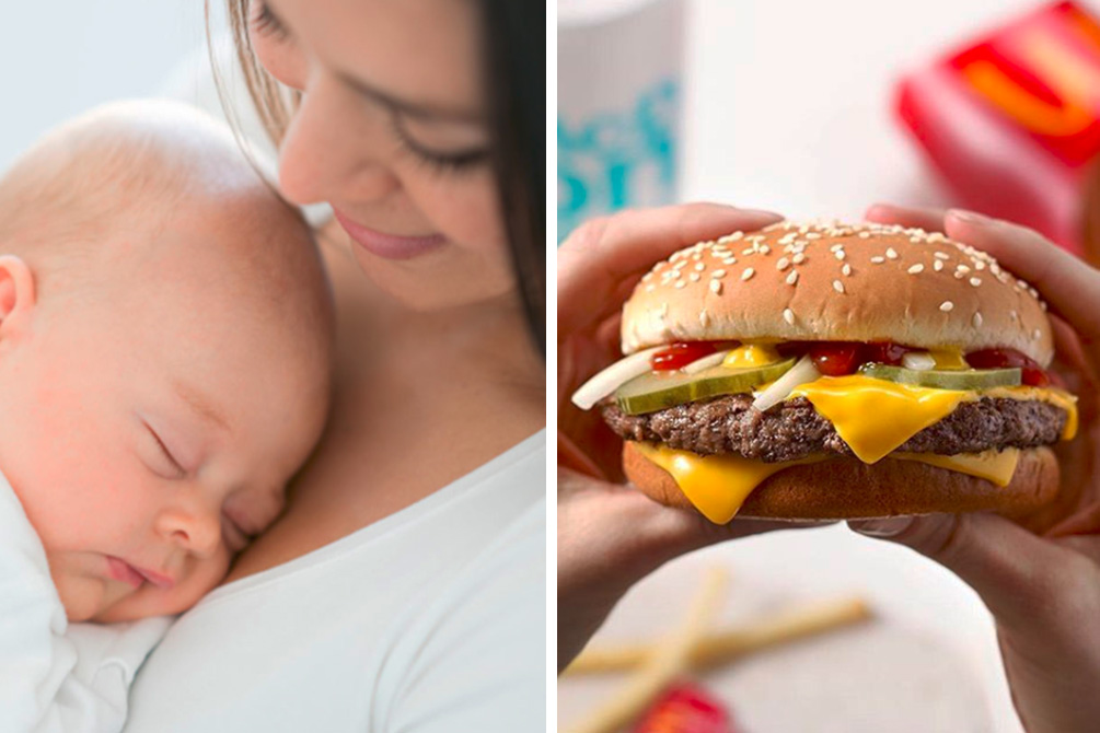 Mãe come um Quarteirão após dar à luz em estacionamento do McDonald’s
