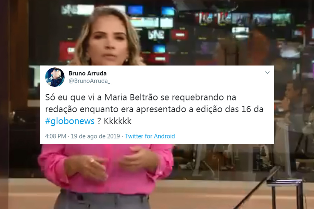 Maria Beltrão não vê que está ao vivo e é flagrada em momento descontraído