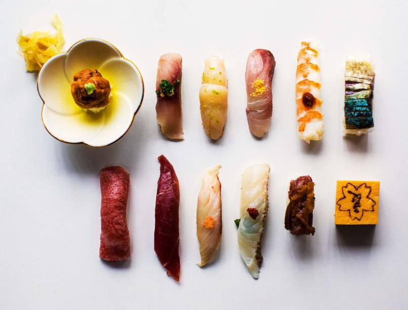 Seleção de sushis: servidos ao final da sequência