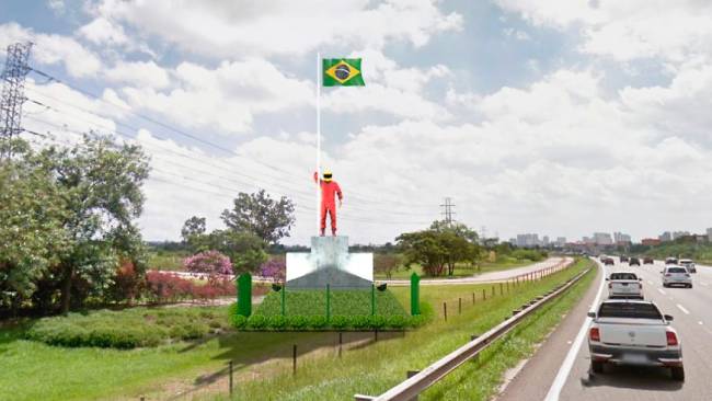 Projeção da estátua na Rodovia Ayrton Senna a partir da quarta (18)