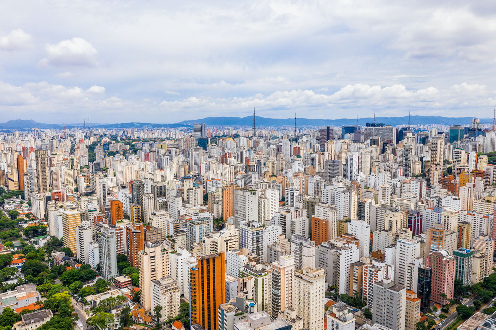vista aérea da área dos jardins em São Paulo