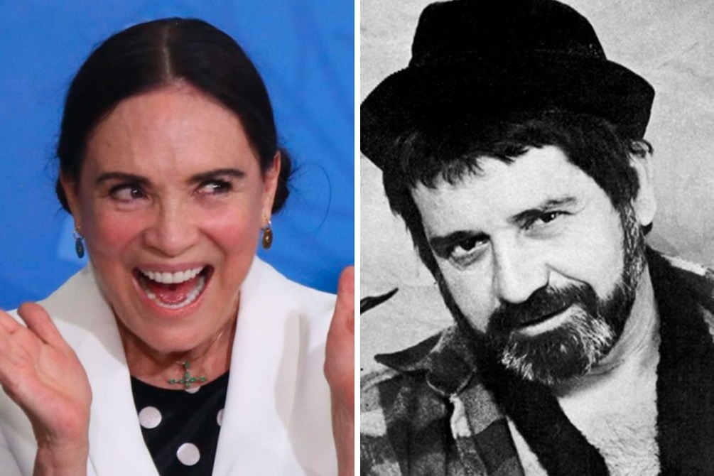 Regina Duarte posta foto de Plínio Marcos e filho rebate: “ignorante”