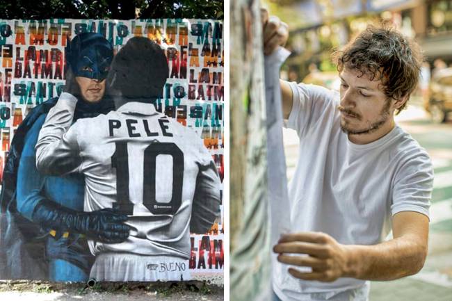 Série de lambe-lambes chamada 'Pelé Beijoqueiro' completa dez anos