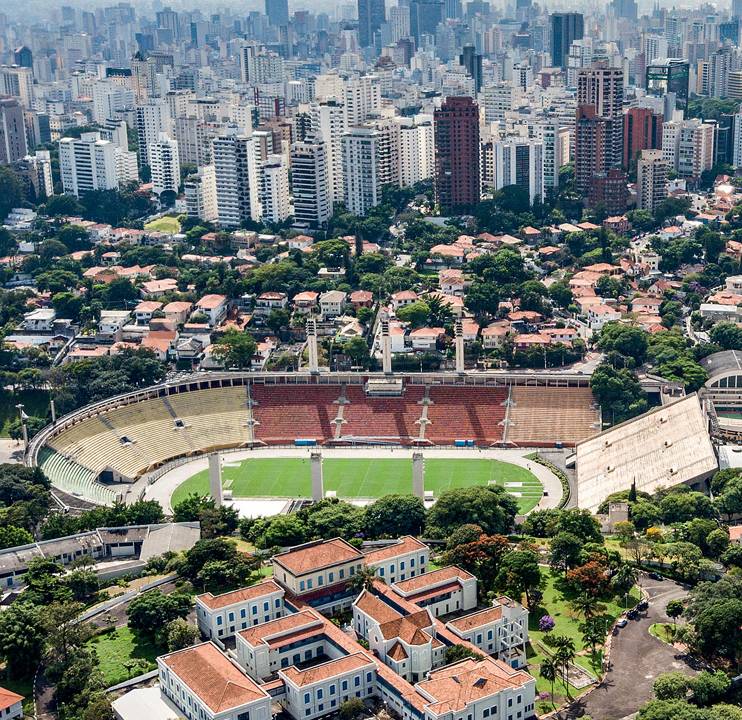 Imagem aérea do Estádio do Pacaembu