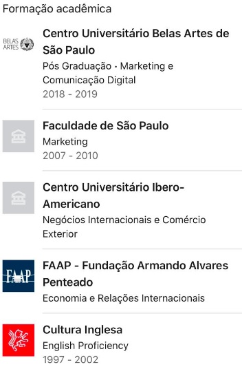 Formação acadêmica antes Formação acadêmica antes