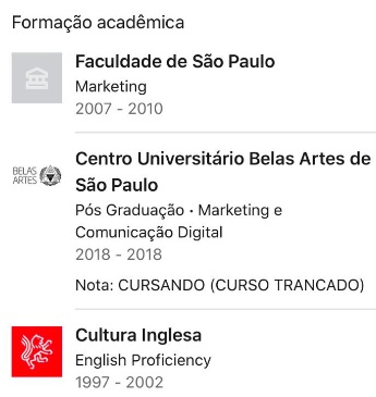 Formação acadêmica depois Formação acadêmica depois