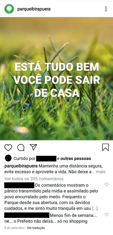 1-Parque-Ibirapuera-Conservação-Página-cancelada-Reprodução-Instagram-11 Prefeitura derruba página de Parque Ibirapuera após críticas a Bruno Covas