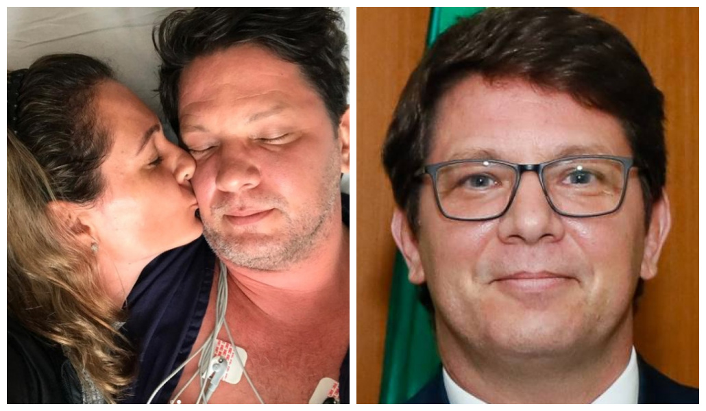 Mario Frias e a esposa Juliana Frias: no hospital após cateterismo