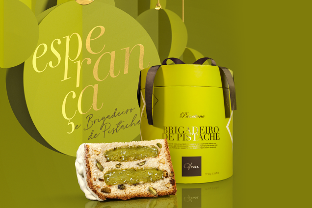 Esperança: Panettone Brigadeiro de Pistache (1 kg) – Massa de fermentação natural e pistache, recheado com brigadeiro de pistache, coberto com chocolate branco e pistache. (R$ 109) Esperança: Panettone Brigadeiro de Pistache (1 kg) – Massa de fermentação natural e pistache, recheado com brigadeiro de pistache, coberto com chocolate branco e pistache. (R$ 109)