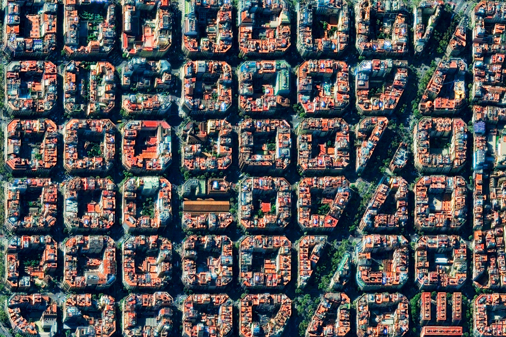 BARCELONA, SPAIN - NOVEMBER 9, 2016: DigitalGlobe via Getty Images satellite imagery of Barcelona, Spain.