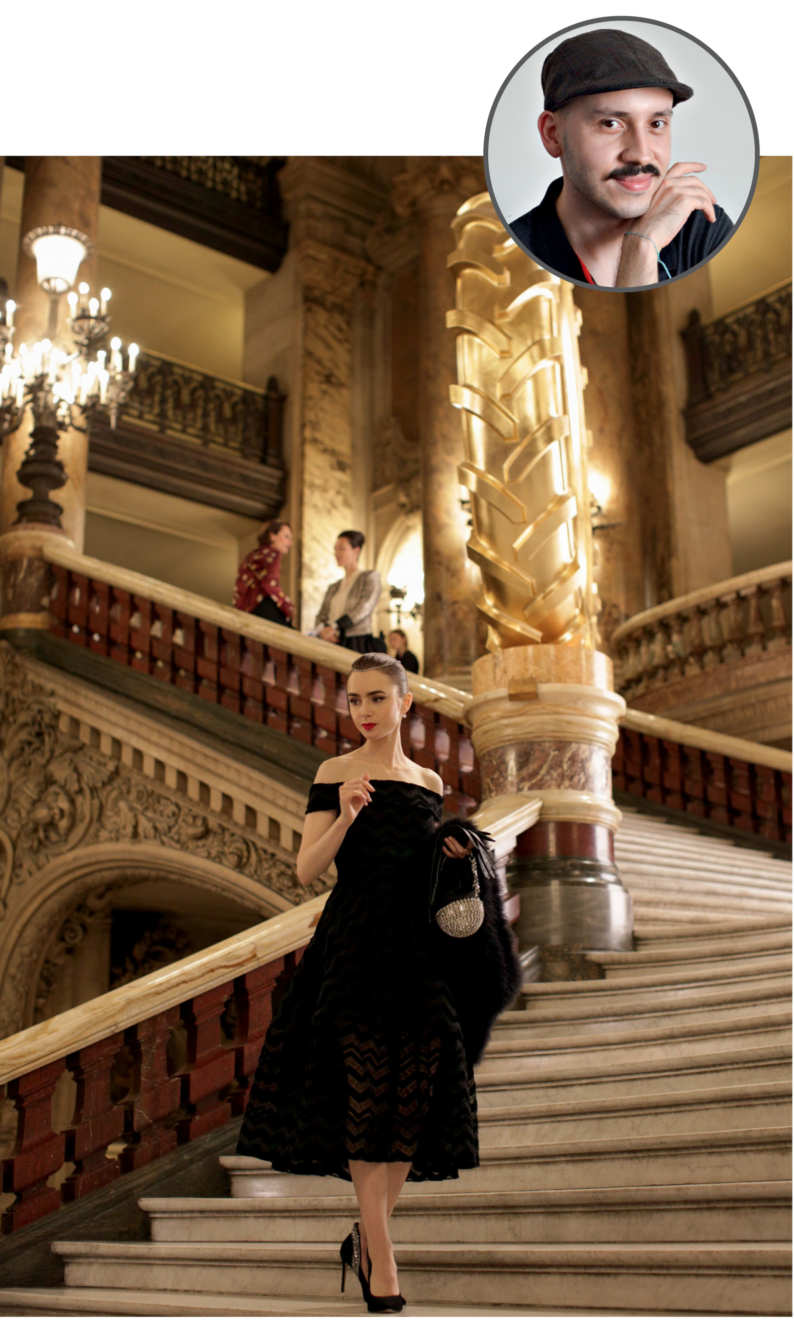 Humberto – Séries do ano Foto de Humberto com uma imagem ilustrativa da série Emily em Paris