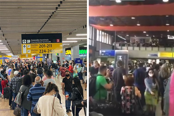 Imagens mostram filas e aglomerações no Aeroporto de Guarulhos na semana do Natal