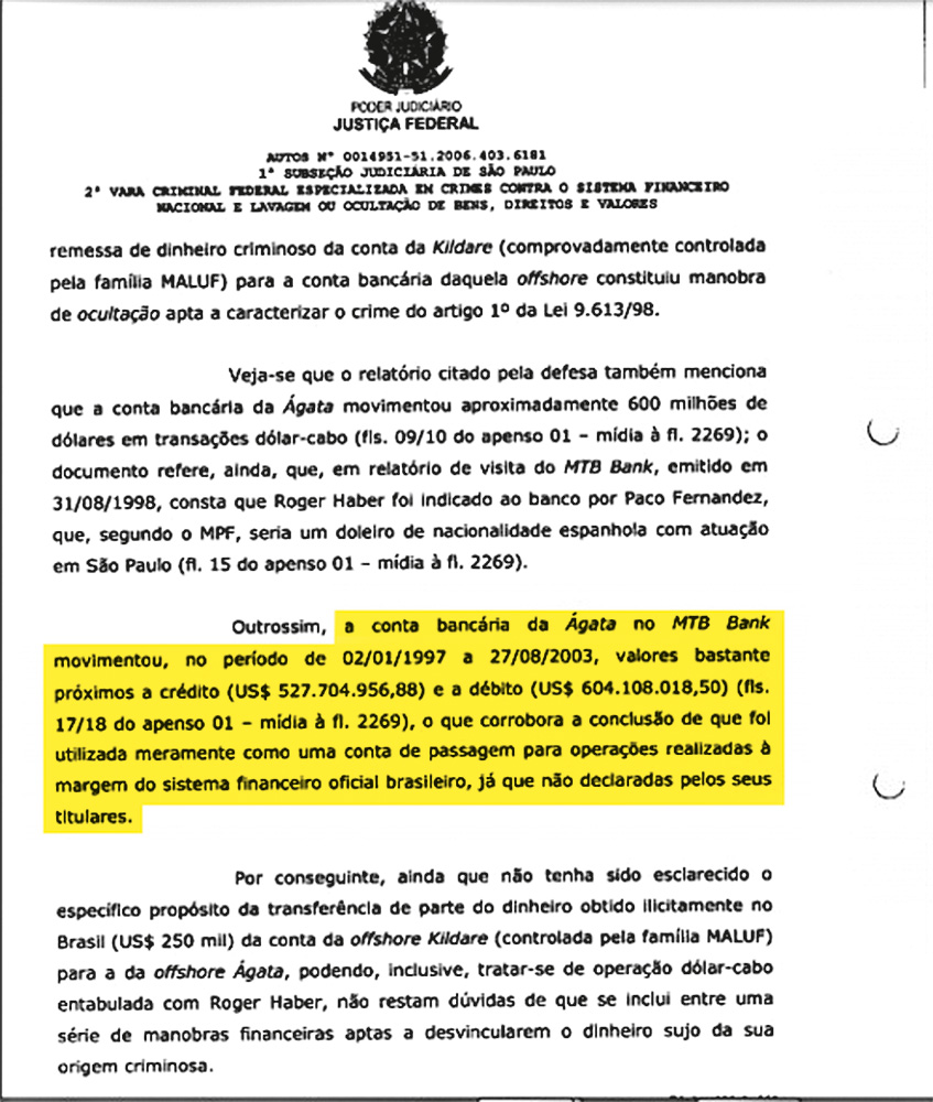 Texto com a sentença em que o casal Haber foi réu