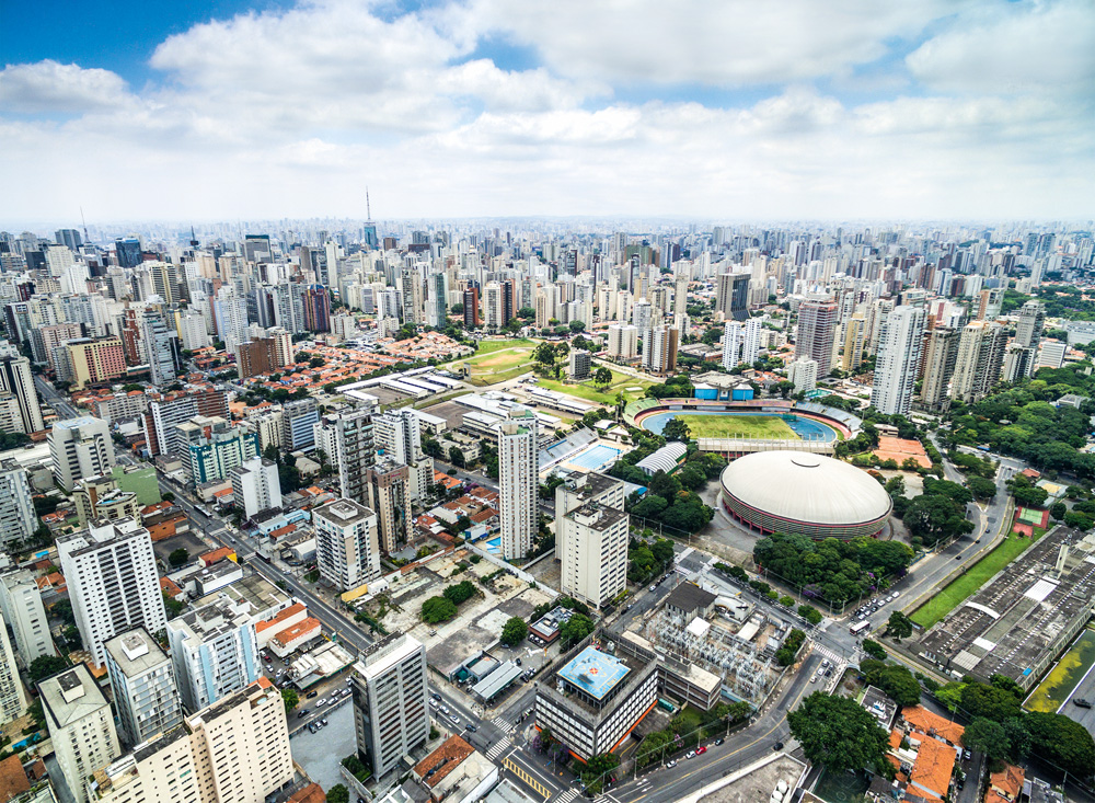 Vista aérea ginásio do Ibirapuera Imagem aérea da região do Ibirapuera