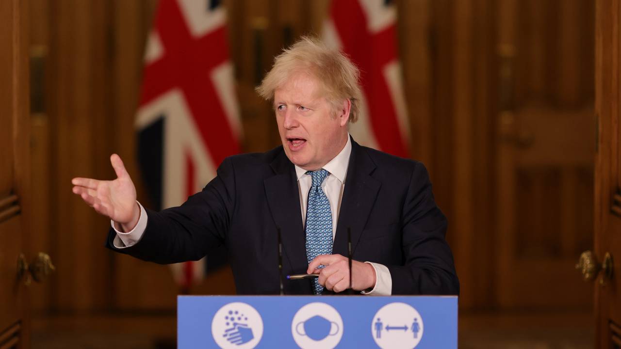 Imagem mostra o primeiro-ministro britânico, Boris Johnson