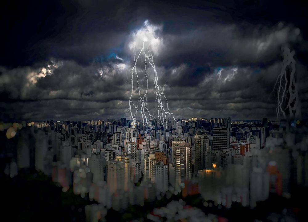 Um flagra de raios sobre a cidade de São Paulos