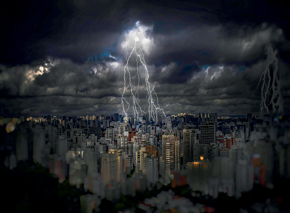 Um flagra de raios sobre a cidade de São Paulos