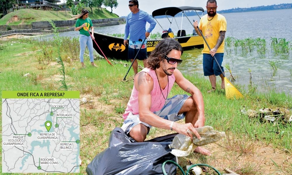 Moradores da represa Guarapiranga dão um abraço simbólico, SP1