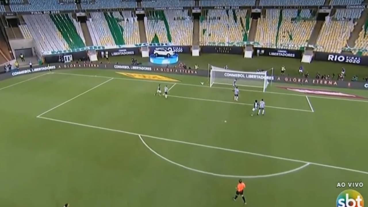 Gol de Breno Lopes, do Palmeiras, contra o Santos na final da Libertadores