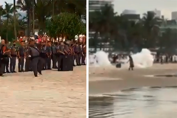 Imagens mostram ação da PM em Riviera de São Lourenço em 1º de janeiro