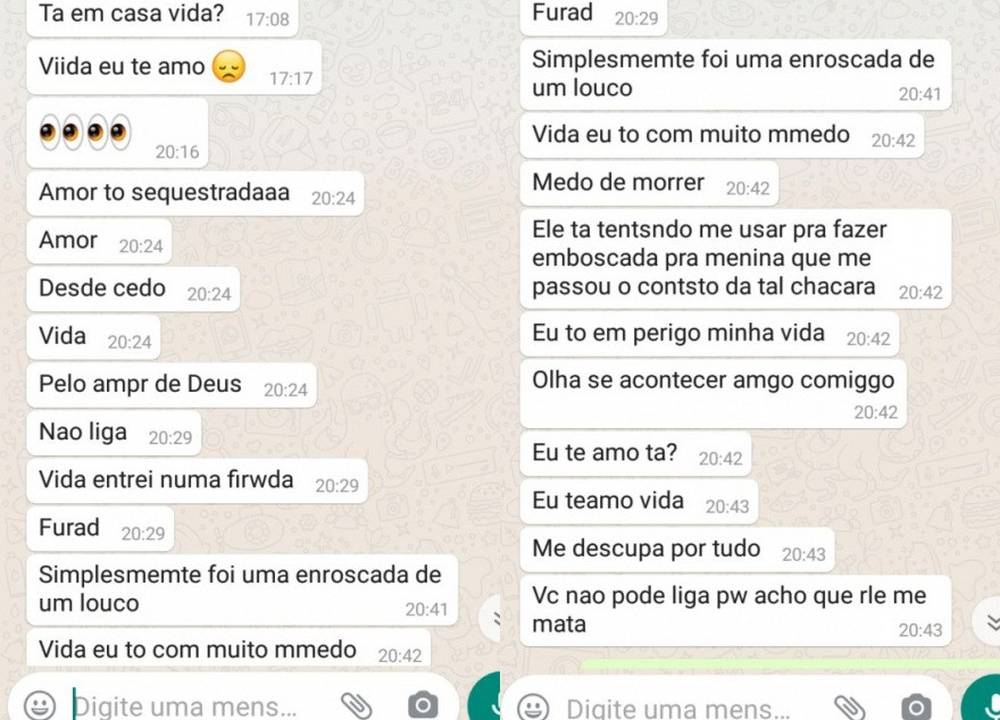 mensagens trocadas no WhatsApp entre vítima e seu namorado