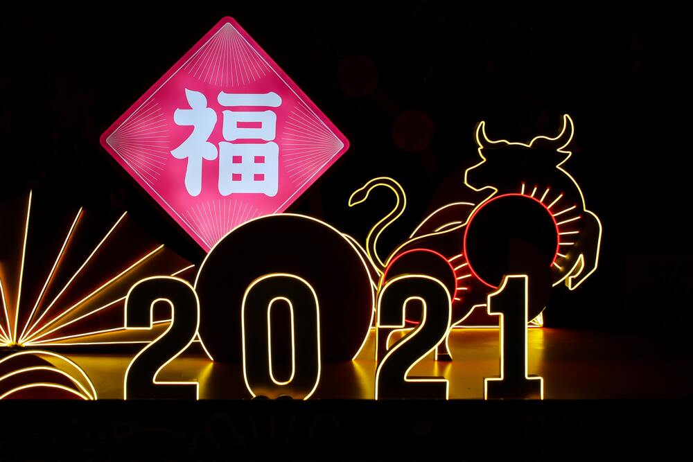 Placa comemorativa para o Ano Novo Chinês 2021
