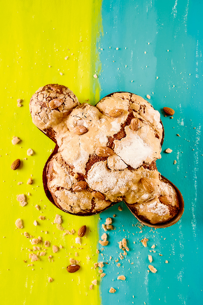 Colomba com laranjas cristalizadas e uva-passa branca: fermentação natural