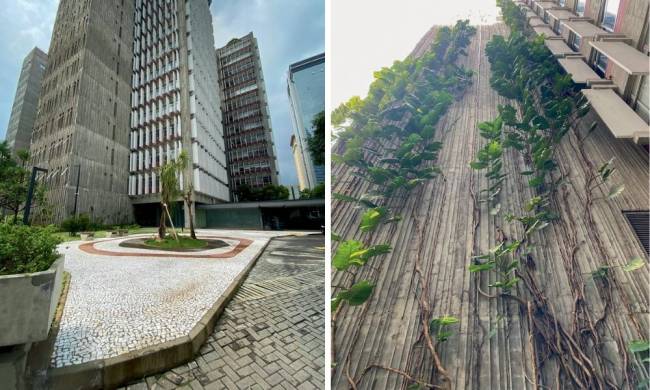 O condomínio que teve a coragem de derrubar muros e catracas para revelar praça com paisagismo e pisos projetados por Burle Marx