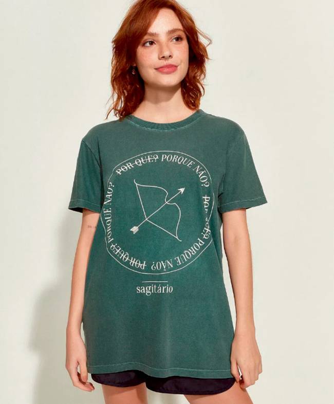 T-shirt mindset verde-escura Sagitário
